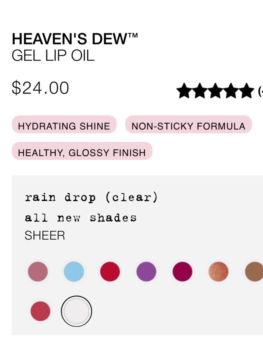 STILA Heaven's Dew Gel Lip Oil — Clear (Rain Drop) • retails for $24.00 - Picture 2 of 5